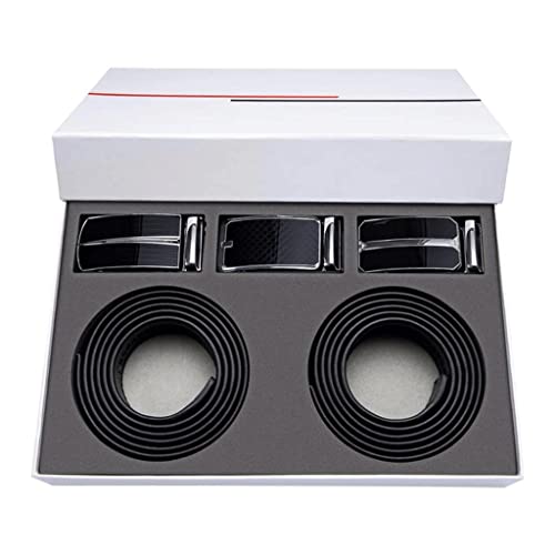 3+2 Gift Belt Box Set Men's Genuine Leather Black Automatic Buckles Metal Ratch for Mens (Color : A, Size : 150cm) (D 120cm)