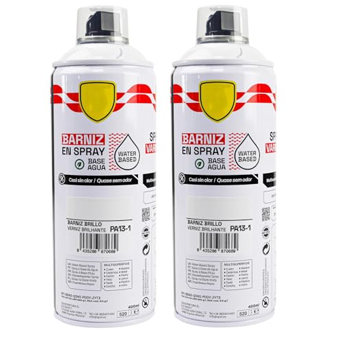 various - Pintura Spray Base Agua 400ml,Ecológica y Sin Olor,Para Muebles,Metal,Plástico y Madera,Colores Duraderos,Cobertura Uniforme - Barniz Brillo,2 unidad