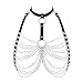 Novia's Choice Women Sexy Metal Body Bikini Cover Up Chain Rhinestone Heart Shape Backless Cami Top Vest(Silver Heart Shape)