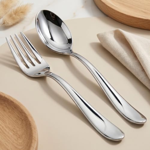 Image of Parage Tiara Stainless Steel Spoon Fork Set of 12, 6 Dinner Spoons 6 Dinner Forks with 2mm Thickness Heavy Gauge Cutlery Set, Mirror Finish Tableware for Home Kitchen Dining