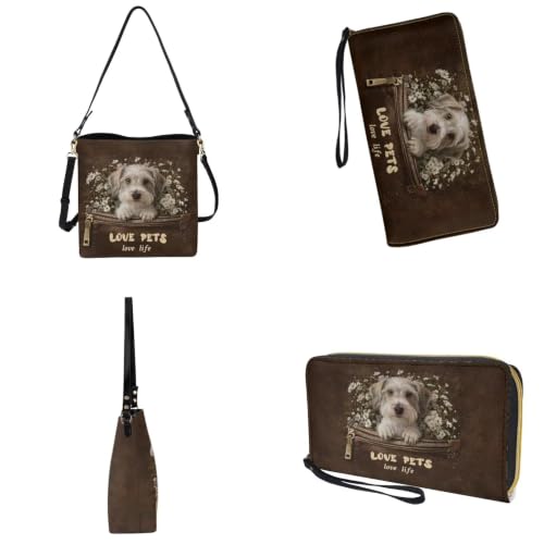 Image of Bucket Crossbody Bag Set for Women Lady, Leather Purse and Wallet Set Large Bucket Bag with Wallet