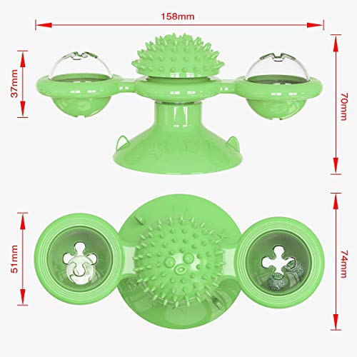 Moulin à vent interactif pour chat vert avec ventouse et herbe - 7