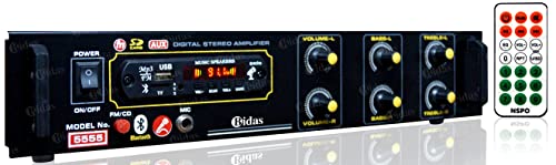 Image of BIDAS BS-5555 3055 Transistor 4-Channel High Power Stereo Amplifier with LED Display /Bluetooth /MIC Input /USB /SD Card Slot /FM Radio /AUX Input /Remote Control & Built-in Equalizer