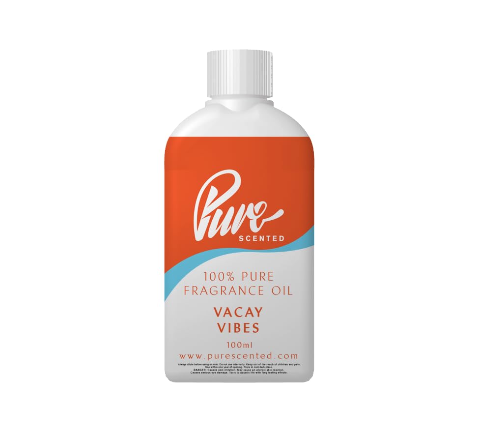 Pure Scented 100ml Fragrance Oil - Vegan & Cruelty-Free, for Candles, Soaps, Slime, Diffusers, Cosmetics, Wax Melts & DIY Crafts (1 x 100ml, Vacay Vibes)