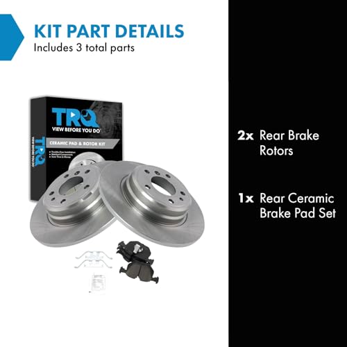 Image of TRQ Rear Brake Pad and Rotor Set Ceramic Compatible with 1995-2001 BMW 740i 740iL