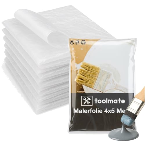 6x Abdeckfolie Maler - extra stark & dick - Malerfolie transparent 4x5 Meter - Malerplane/Abdeckplane - Baufolie optimal für Umzug & Renovierung