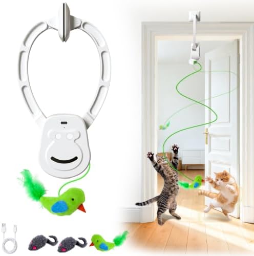 Interactive Cat Toys, Clip-On Automatic Flying Bird& Mouse for Indoor Cats
