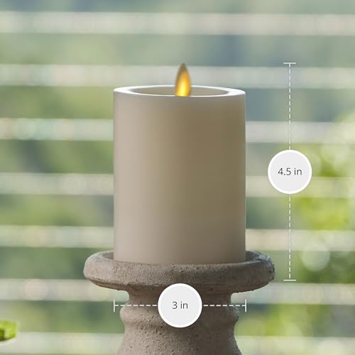 Image of Luminara - Flameless LED Battery Operated Flickering Pillar Candles - Pearl Ivory - Pack of 1-3x4.5 - Realistic Moving Flame Real Wax Indoor /Outdoor