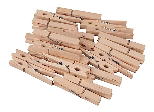 Rayher Pack of 24 Wooden Pegs for Photos, Scrapbooking, Paper Crafts and Advent Calendar, Wood Pegs for Washing Line, 24 Pieces, Natural Wood, 7.2cm, 64586505
