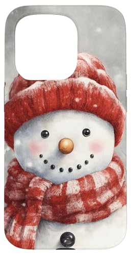Cute Snowman, Red Knit Hat & Scarf ? Cozy Winter Christmas �X�}�z�P�[�X iPhone 15 Pro �p