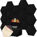 18 Pack Acoustic Panels-12"X10"X 0.4" Self-Adhesive Soundproof Wall Panels High-Density Sound Absorbing Panel Acoustic Treatment Panel Used in Home & Offices ?Black Hexagon?