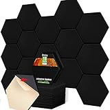 18 Pack Acoustic Panels-12'X10'X 0.4' Self-Adhesive Soundproof Wall Panels High-Density Sound Absorbing Panel Acoustic Treatment Panel Used in Home & Offices （Black Hexagon）