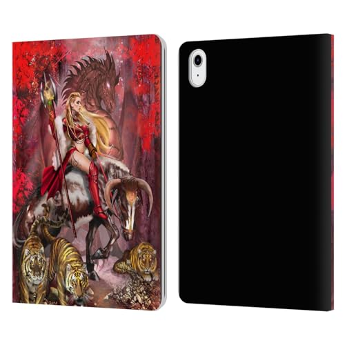 Étui portefeuille iPad Air 11 en cuir avec illustration dragon et tigres de Ruth Thompson