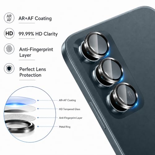 Image of FIRST MART Black Camera Ring Guard Protector for Realme C83 | Tempered Glass with Metal Alloy Rings, HD Clear, Scratch Resistant, Case-Friendly | Pack of 1