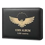 MUDOR Coin Collection Holder Book for Collectors, PVC FREE, 120 Pockets Collecting Storage Album Organizer Supplies for Half Dollar, Silver Dollar (120 Pockets)