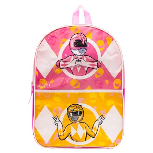 Fast Forward Power Rangers Girl Backpack for Kids - Iconic Little Kids Back Pack with Padded Straps & Zip Compartment Kid Bagpack - Comfy Toddler Bookbag and Backpack for Girls - 15