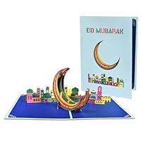 GREETING ART Eid Mubarak Pop Up Card,Ramadan Greeting Cards Eid al-Fitr Muslim Festive Cards,Happy Eid Mubarak Greeting Card