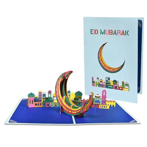 GREETING ART Eid Mubarak Pop Up Card,Ramadan Greeting Cards Eid al-Fitr Muslim Festive Cards,Happy Eid Mubarak Greeting Card