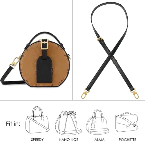 Image of Vachetta Genuine Leather Adjustable Genuine Leather Crossbody Straps Replacement (Black)