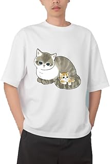 تي شيرت شبابي كبير الحجم بلون اسود وابيض وقطة كيتي كيتي كاواي لطيف 97