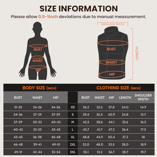 FUNPRO Colete aquecido para mulheres, controle inteligente de 12,7 cm em 1, colete de aquecimento co
