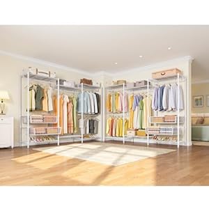 VIPEK V10 Plus Wire Garment Rack 5-Tiers Heavy Duty Clothes Rack Large Size Clothing Rack with 4 Hanging Rods, 6 Wire Shelves and 2 Slid Baskets, 85.4" W x 15.7" D x 76.4" H, Max Load 920 LBS, White VIPEK V10 Plus Wire Garment Rack 5 Tiers Heavy Duty Clothes Rack Large Size Clothing Rack with 4 Hanging Rods 6 Wire Shelves and 2 Slid Baskets 854 W x 157 D x 764 H Max Load 920 LBS White