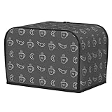 NeuKim 2 Slice Toaster Cover Minimalist Scandi Coffee Sketch Water-Resistant Bread Maker Dust Cover with Storage Pocket, Washable Kitchen Appliance Protector, Housewarming Gift, 11.4x7.5x7.9 Inch