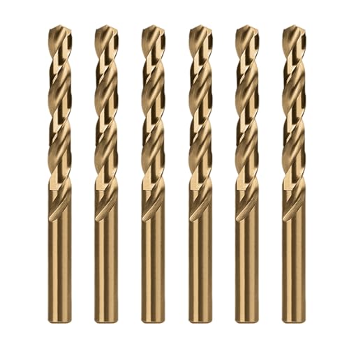 Image of Misuyue 6mm/0.236" M35 Cobalt Drill Bits, 6pcs Metal HSS Twist Drilling Bit, Carbide Drill Bits suitable for Stainless Copper Plastic Hard Materials, Wood Drill Bit