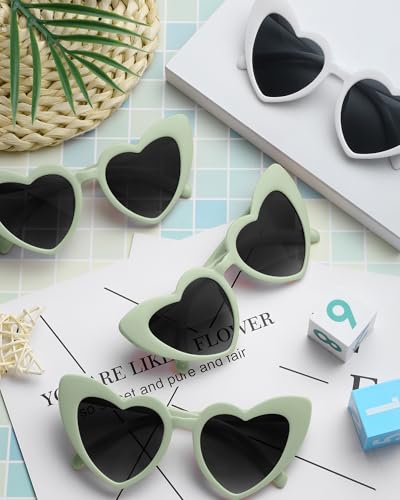 Xuhal 7 Pcs Bride Bridesmaid Robe Sets for Wedding Bridal Party Satin Robes Maid of Honor Robe with Heart Shaped Sunglasses4