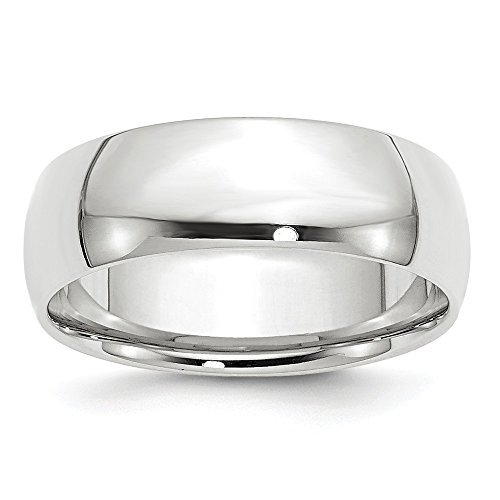 10k White Gold 7mm Comfort Fit Plain Classic Wedding Band Ring