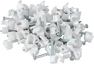 Haobase 100pcs Round Cable Clips with Nail, White