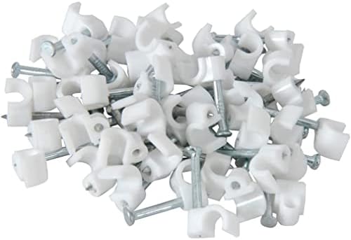 Haobase 100pcs Round Cable Clips with Nail, White
