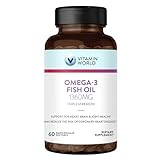 Vitamin World Triple Strength Omega 3 Fish Oil 1360 mg Supplement, 950 mg Active Omega-3 Fatty Acids with EPA & DHA, Supports Heart, Brain & Joint Health, Gluten Free, 60 Softgels, 2 Months Supply