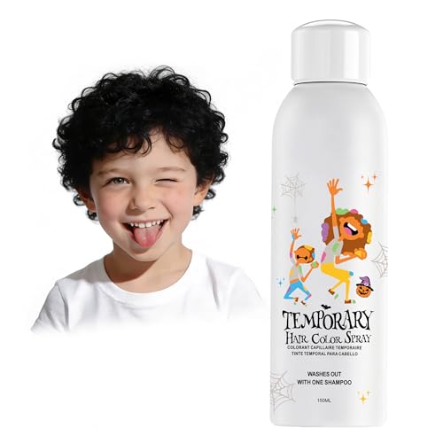 Amzsudy Black Temporary Hair Color Spray for Men Women Instant Colored Hair Dye Alternative for Teens Disposable Washable 150ml Quick Styling for Party Cosplay Halloween Christmas