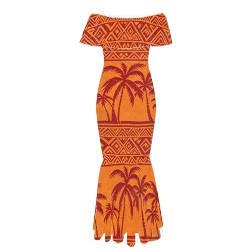 Image of Polynesian for Women S-7XL Off Shoulder Maxi Dress Hawaiian Summer Dresses