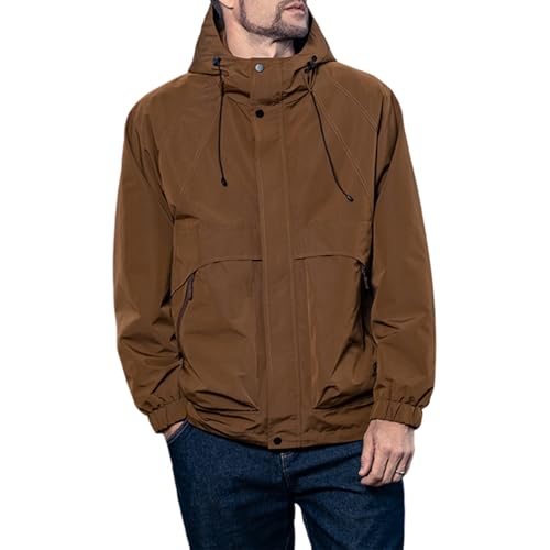 Image of 2024 autumn men's hooded windproof jacket, mountain embroidery jacket, autumn outdoor workwear jacket