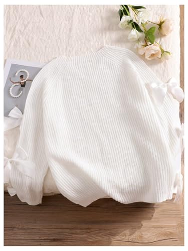 Image of SHENHE Women's Plus Size Sweaters Bow Cutout Crewneck Long Raglan Sleeve Knit Tops Chunky Sweaters