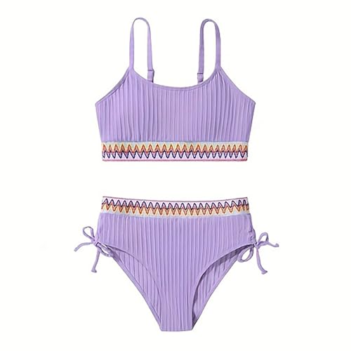 Maillots de bain pour filles ado ensemble bikini taille haute pour vacances à la plage