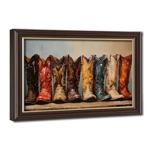 Bottes de cowboy occidentales art toile pour raviver un mur vide de chambre