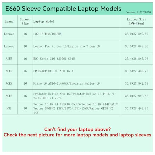 Image of Smatree Elite Laptop Sleeve for 16 inch Lenovo Legion Pro 7i /7 /LOQ, ASUS ROG Strix G16, ACER Nitro /Predator Helios 16, MSI Vector, Protective Laptop Case with Pocket(E660)