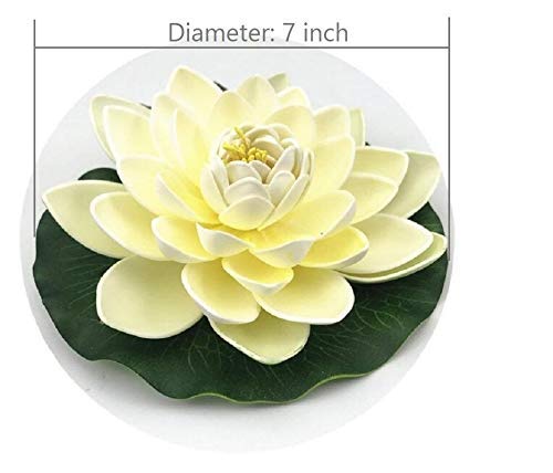 Navadeal 6Pcs Artificial Floating Foam Lotus Flowers With Water Lily Pad Ornaments, Ivory White, Perfect For Patio Koi Pond Pool Aquarium Home Garden Wedding Party Holiday Decoration(With No Lights) #TOP5