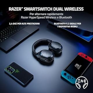 Razer Barracuda X (2022) - Cuffia Wireless Multipiattaperma per Giochi e Dispositivi Mobili (SmartSwitch Dual Wireless, 250 g di Design Ergonomico, TriForce 40 mm, Microfono Cardioide) Nero
