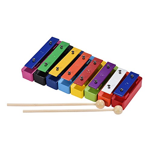 Walmeck Xylophone Colorful 8 Note Glockenspiel Resonator Bells Set Percussion Musical Educational Teaching