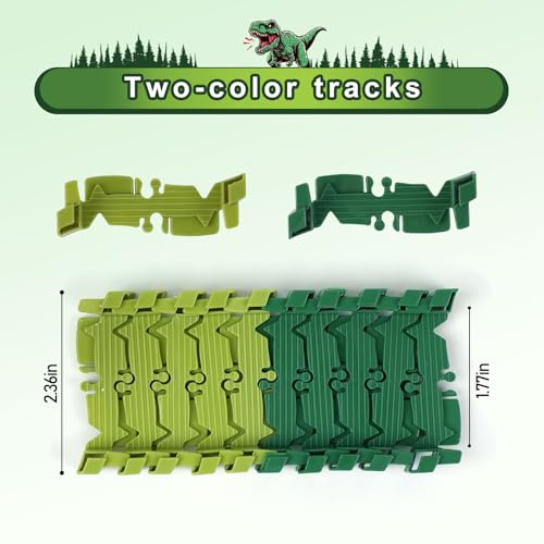 image for ToyFuntasy 96 Pcs Dinosaur Flexible Track Expansion Kit for Kids - Bir