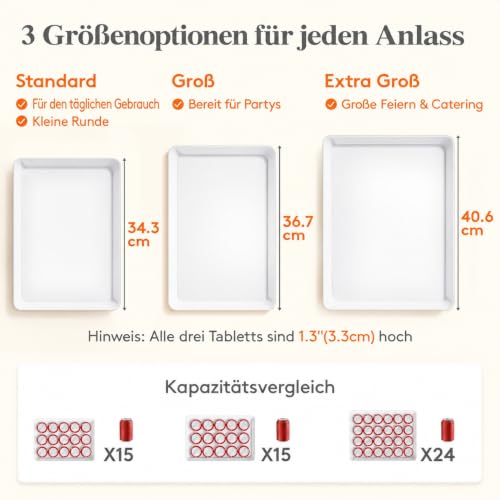 Foto von Lifewit 4 Stück Große Servierplatte Kunststoff, 34,3 x 24 cm, Tablett Weiß | BPA-frei Serviertablett, Wiederverwendbar Servierteller Set für Buffets Feiern Picknicks Snacks Frühstück Party Zubehör