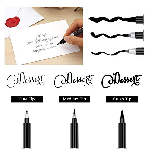 Rilanmit Calligraphy Pens Set For Beginners, Hand Lettering Pens Brush Drawing Markers Kits Chinese Japenese Pens Black Ink For Journaling, Writing, Art Drawing, 3 Size(Pack Of 6) #TOP2