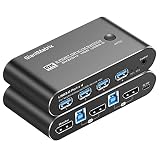 KVM Switch DisplayPort 2 Port DP1.4 Switch for 1 Monitors 2 Computers Monitor Selector Box 1440P 120