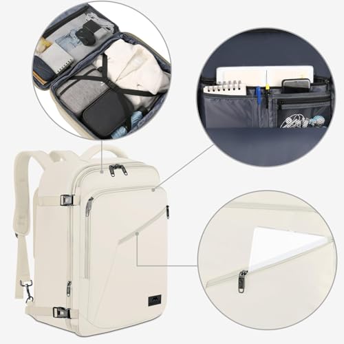 MATEIN Beige Travel Backpack Women Carry on Bag with Hidden Shoulder Strap - image 8