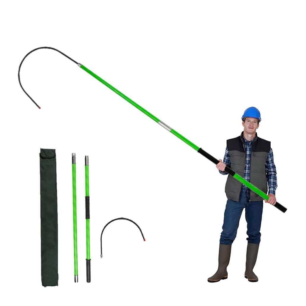 JKJZSALJ Fiberglass Electrical Rescue Hook, 10-220 Kv Factory Hotstick With Non-Slip Handle, 3.3-9.8' Reach And 18' Opening, Supports 220 Lbs,Green,2.0m/6.6ft