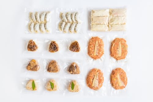 たけのこの都(みやこ)[ふるさと愛プロジェクト]ハンバーグ(100g×4コ) 餃子(8コ×2袋) 春巻き(6コ) 牛ペッパーおこわおむすび(3コ) 焼き味噌おむすび(3コ) 純和風おむすび(3コ)